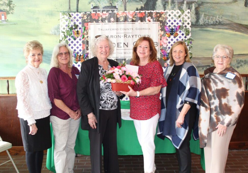 Flower bouquet presented to Sharon-Raytown Garden Club by the Greensboro Garden Club.